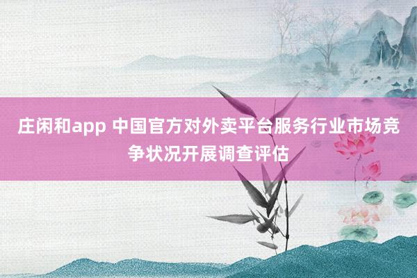 庄闲和app 中国官方对外卖平台服务行业市场竞争状况开展调查评估